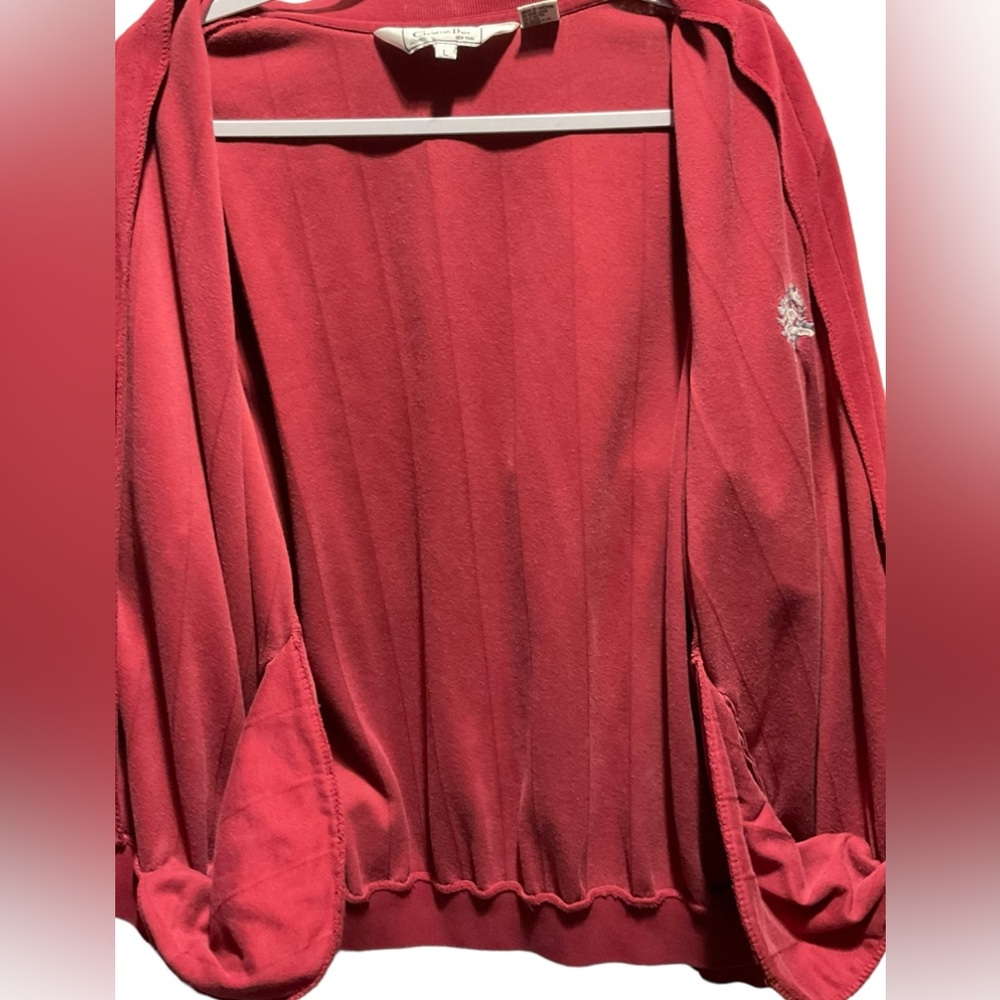 ** Christian Dior L E Connaisseur Red Velvet Jacket/ Sweater - Picture 9 of 13
